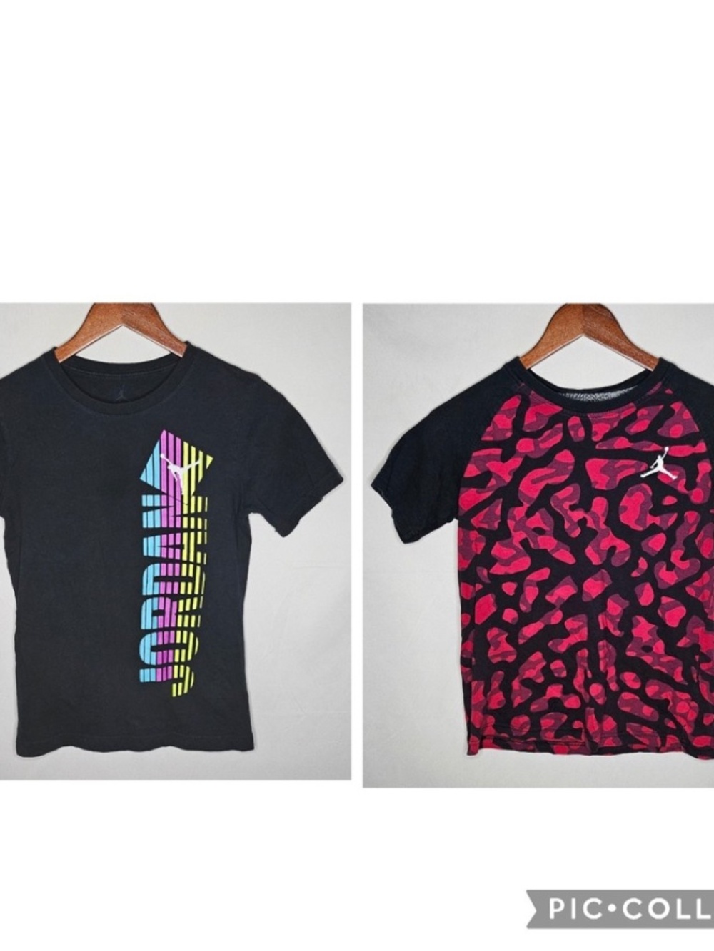 Set of 2 Boys Jordan Black Graphic and Red Camo Jumpman Logo Shirt Size M 10 12